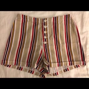 UO Molly striped denim shorts